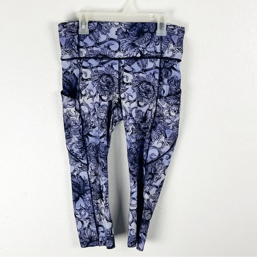 LULULEMON Hanakotoba Starlight Multicolor Wunder Under Hi-Rise Crop Leggings 8